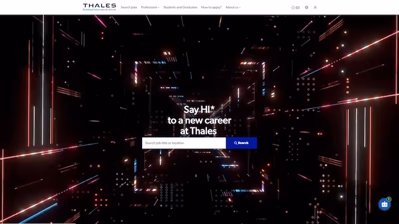 Screenshot of the official career page of Thales