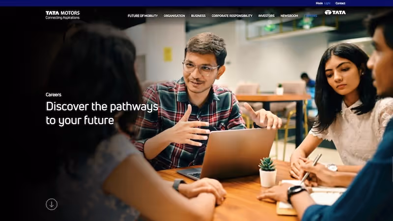 Screenshot of the official career page of Tata Motors