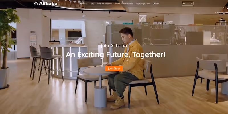 Screenshot of the official career page of Alibaba Group Holding