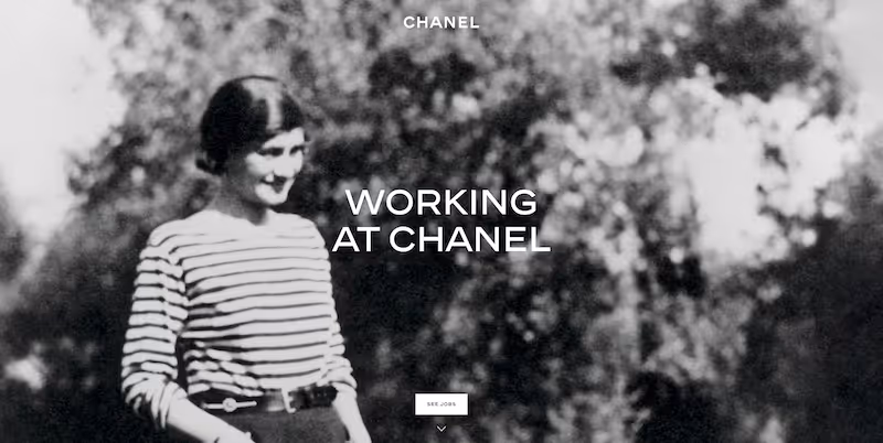 Screenshot of the official career page of Chanel