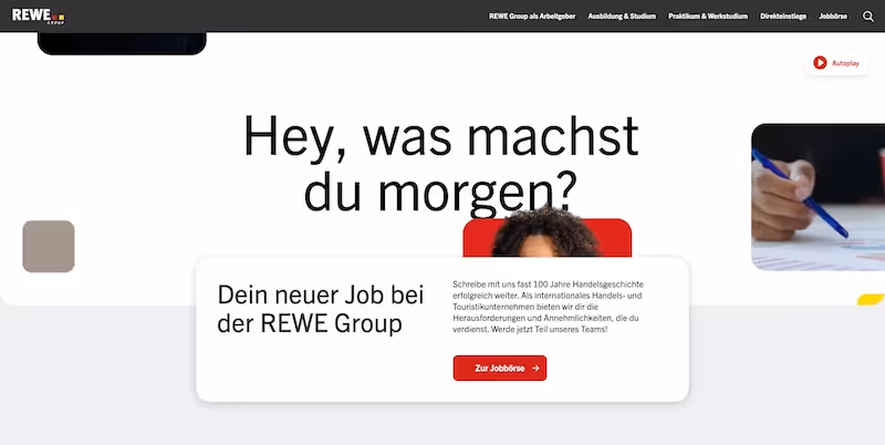 Screenshot of the official career page of REWE Group