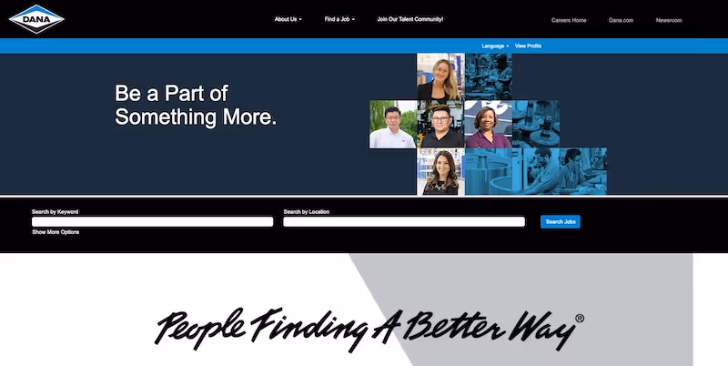 Screenshot of the official career page of Dana