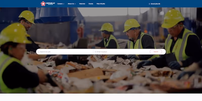 Screenshot of the official career page of Republic Services