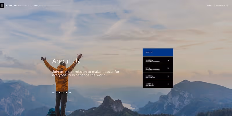 Screenshot of the official career page of Booking Holdings