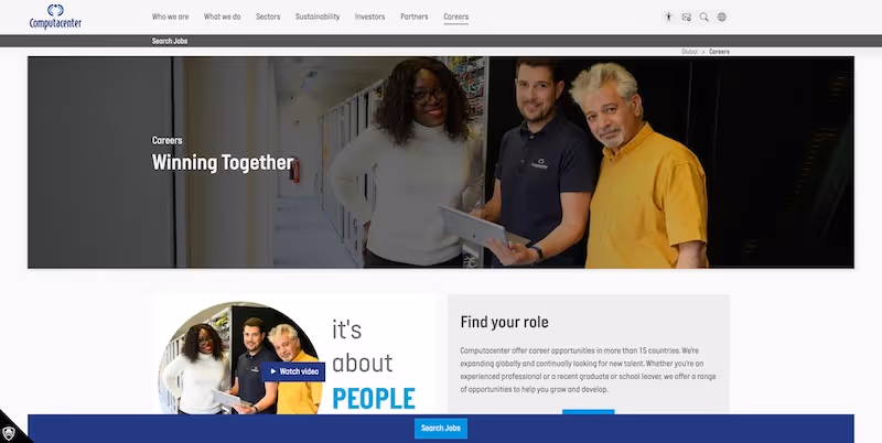 Screenshot of the official career page of Computacenter
