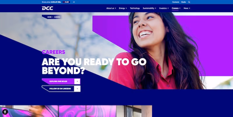 Screenshot of the official career page of DCC