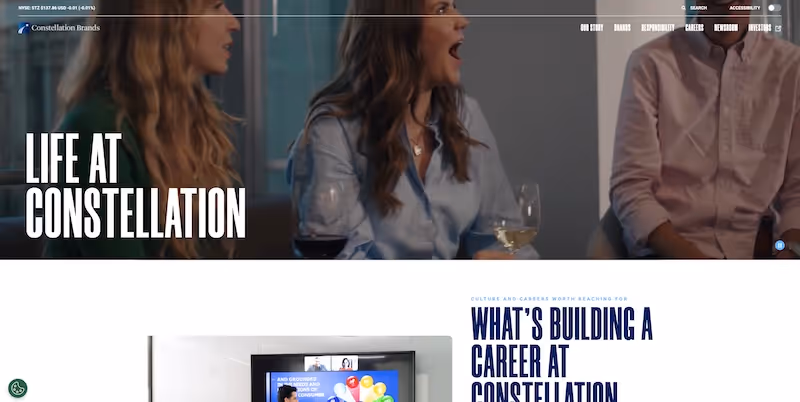 Screenshot of the official career page of Constellation Brands