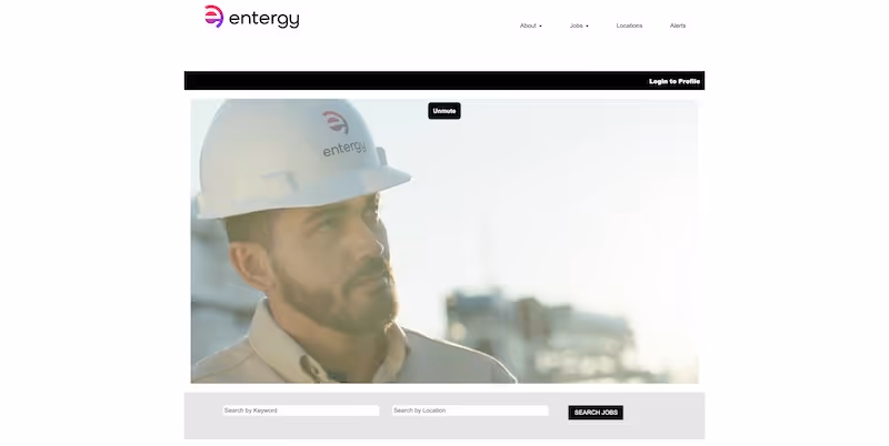 Screenshot of the official career page of Entergy