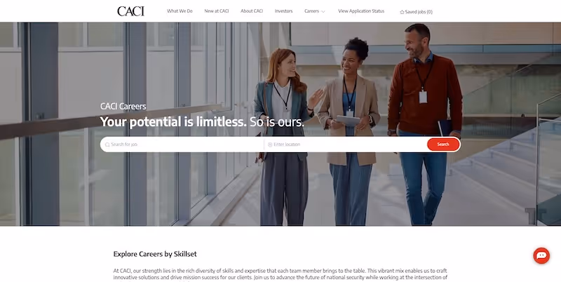 Screenshot of the official career page of CACI International