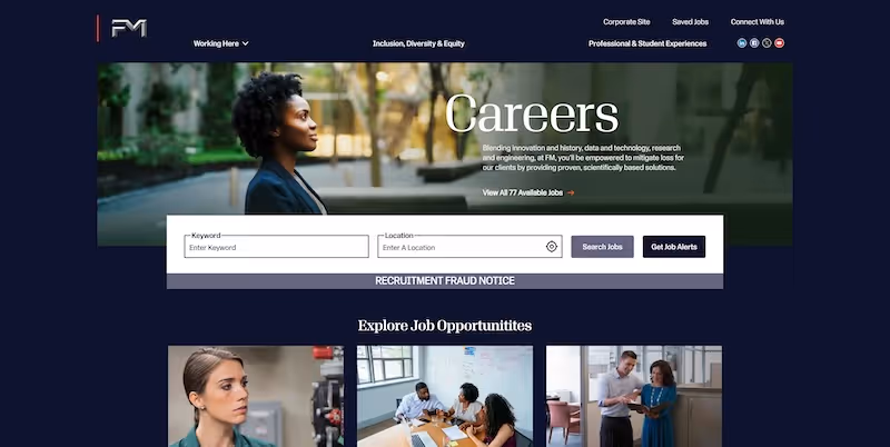 Screenshot of the official career page of FM