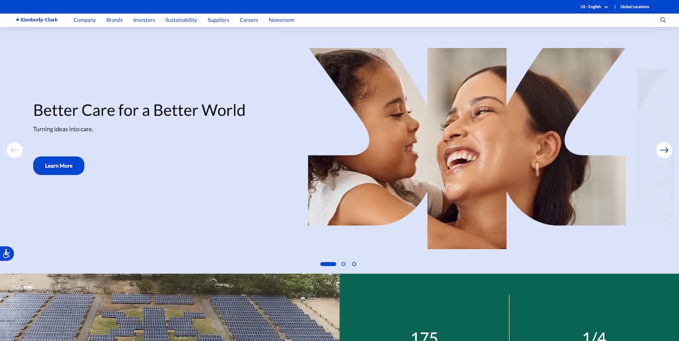 Screenshot of the official career page of Kimberly-Clark