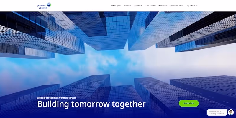 Screenshot of the official career page of Johnson Controls