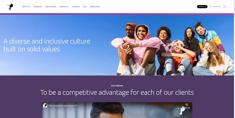 Screenshot of the official career page of Teleperformance