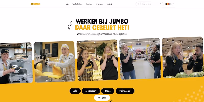 Screenshot of the official career page of Jumbo Groep