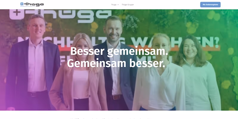 Screenshot of the official career page of Thüga