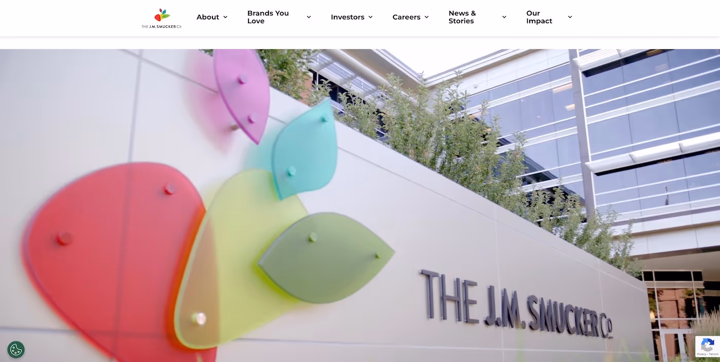 Screenshot of the official career page of J.M. Smucker