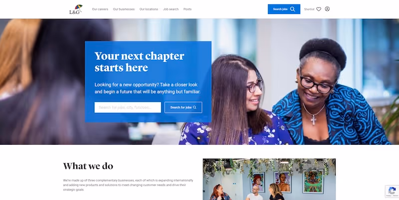 Screenshot of the official career page of Legal & General Group