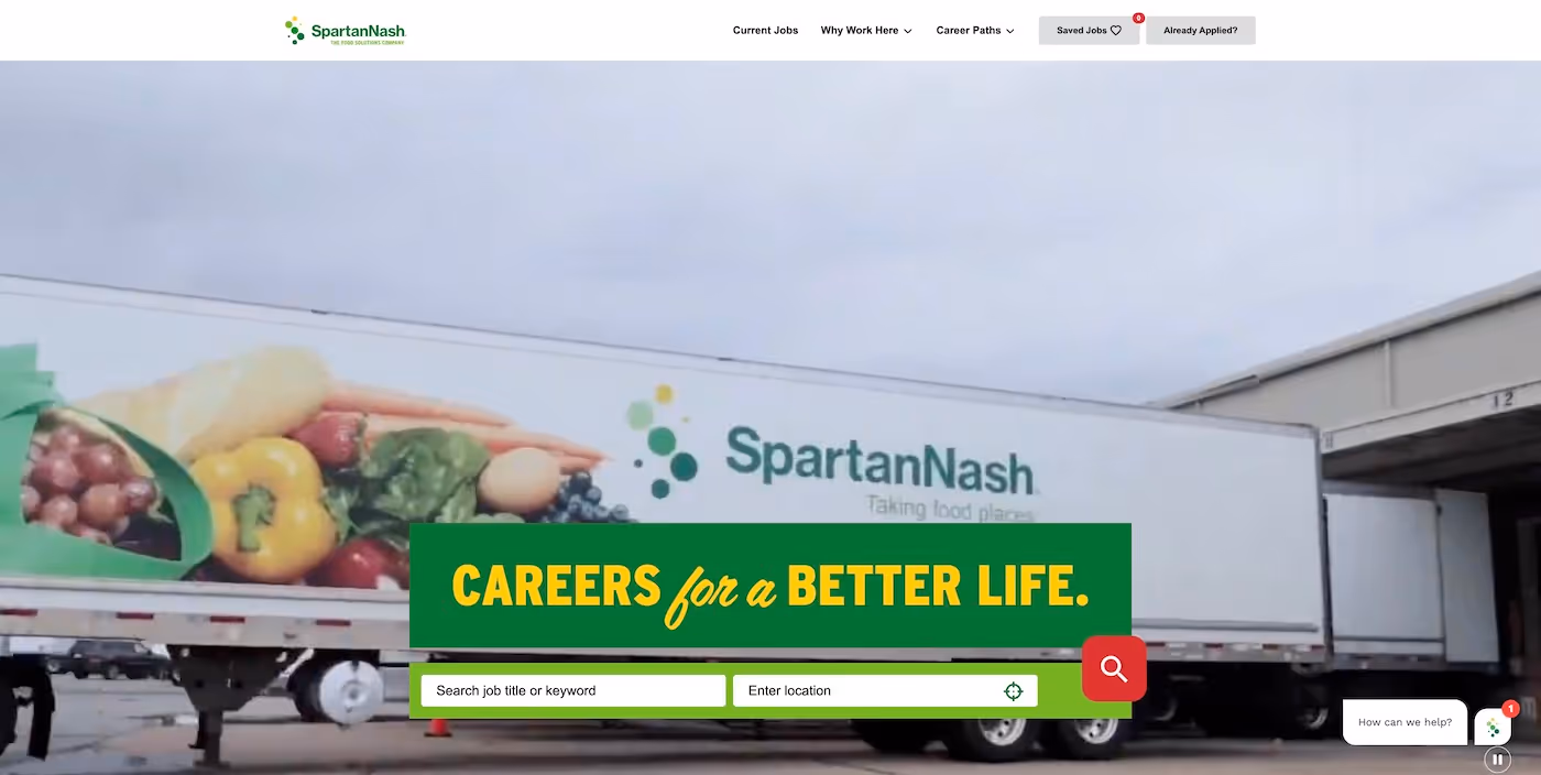 Screenshot of the official career page of SpartanNash