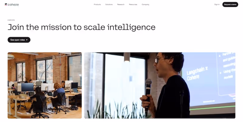 Screenshot of the official career page of Cohere