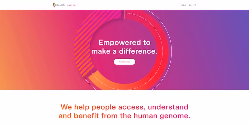 Screenshot of the official career page of 23andMe