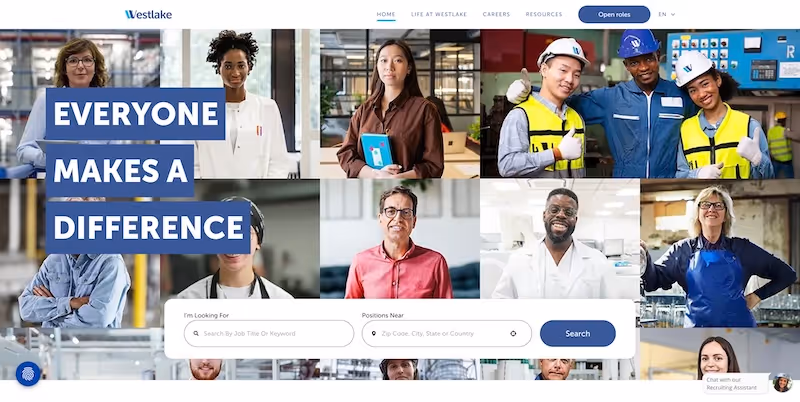 Screenshot of the official career page of Westlake