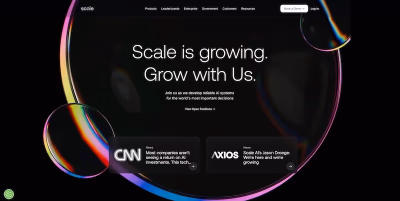 Screenshot of the official career page of Scale AI