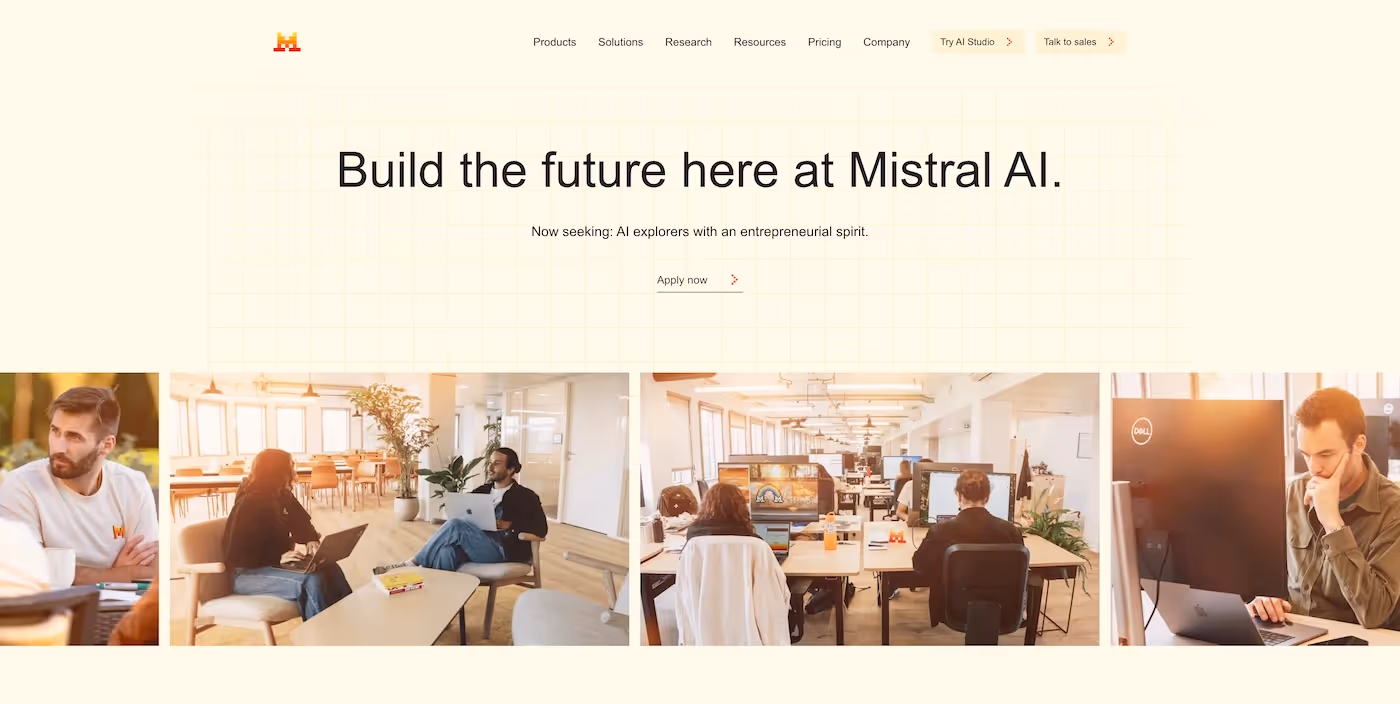 Screenshot of the official career page of Mistral AI