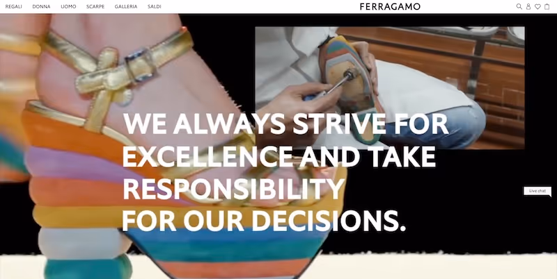 Screenshot of the official career page of Salvatore Ferragamo 