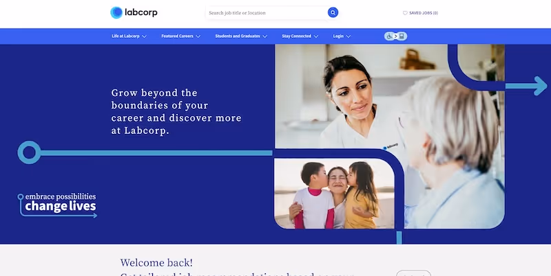 Screenshot of the official career page of Labcorp