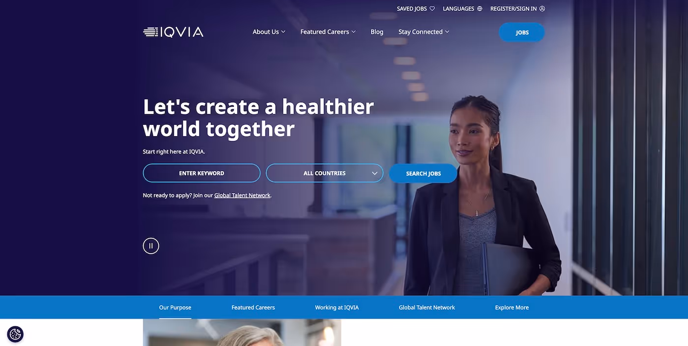 Screenshot of the official career page of IQVIA Holdings