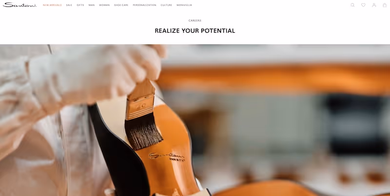 Screenshot of the official career page of Santoni