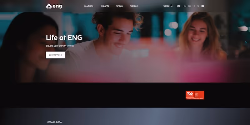 Screenshot of the official career page of Engineering