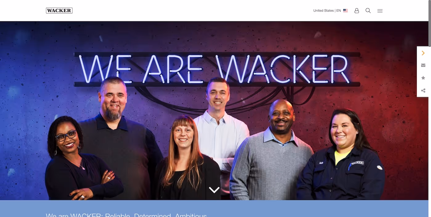 Screenshot of the official career page of Wacker Chemie