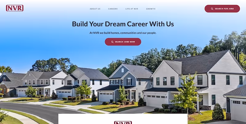 Screenshot of the official career page of NVR