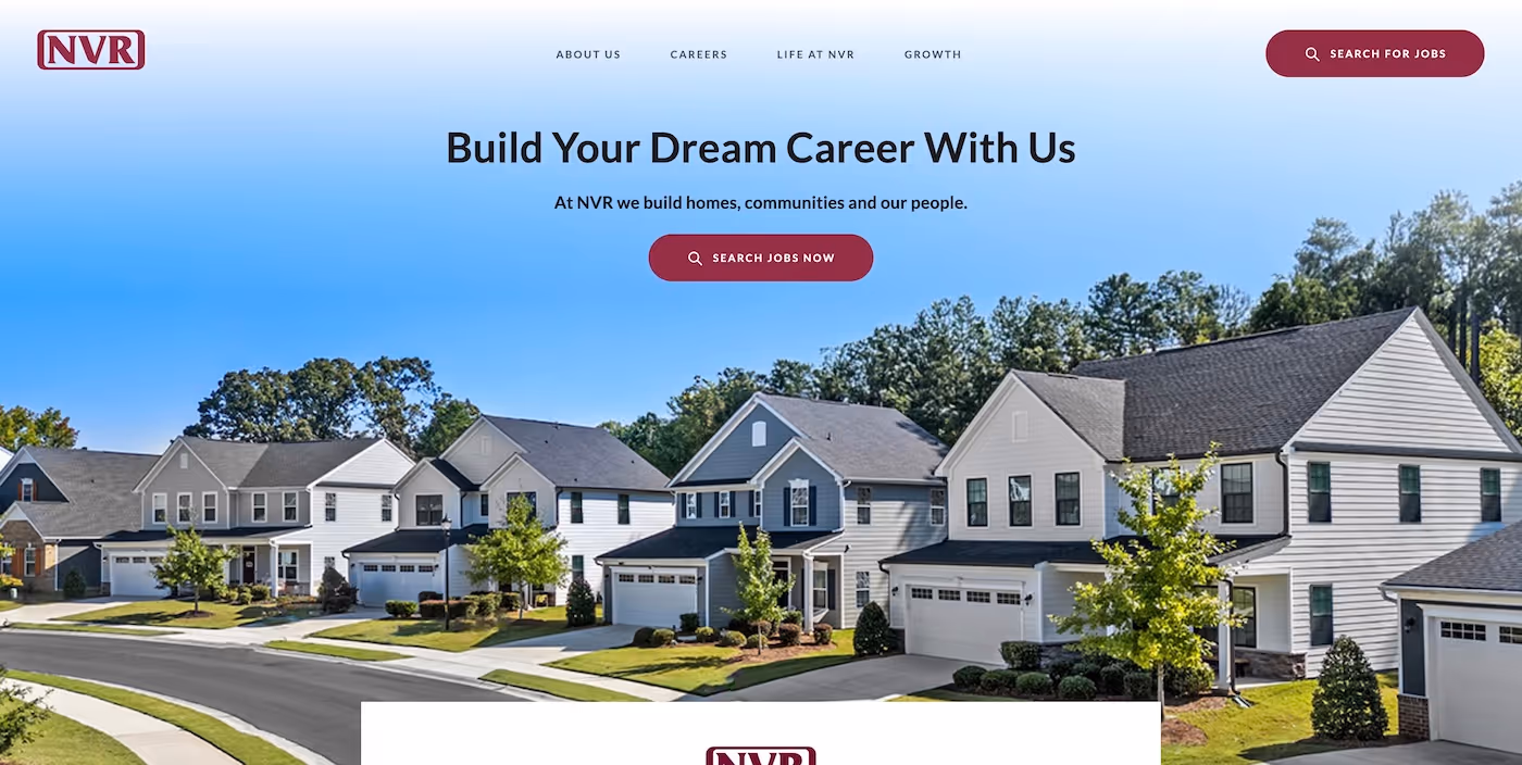 Screenshot of the official career page of NVR