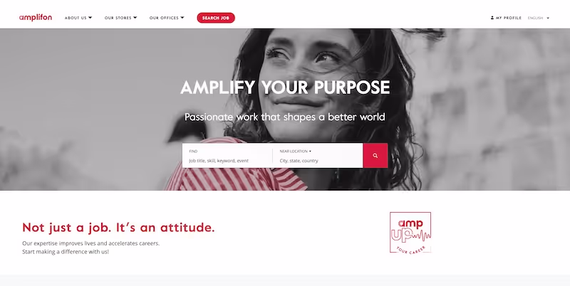 Screenshot of the official career page of Amplifon