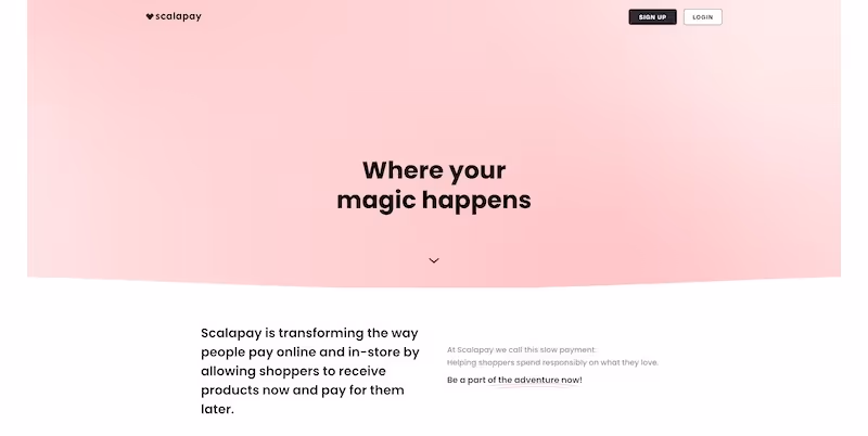 Screenshot of the official career page of Scalapay