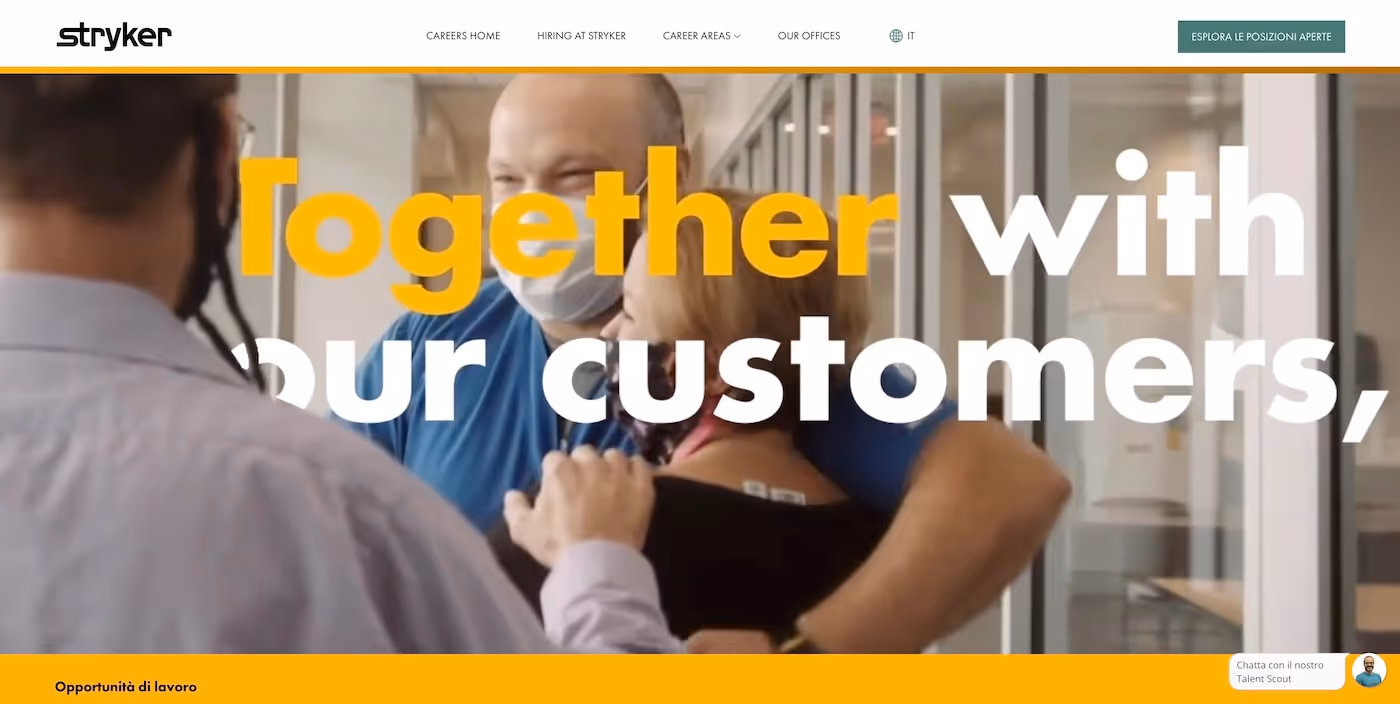 Screenshot of the official career page of Stryker