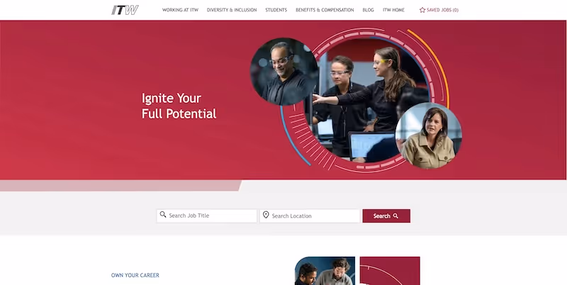 Screenshot of the official career page of Illinois Tool Works