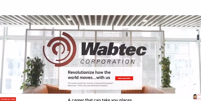 Screenshot of the official career page of Wabtec