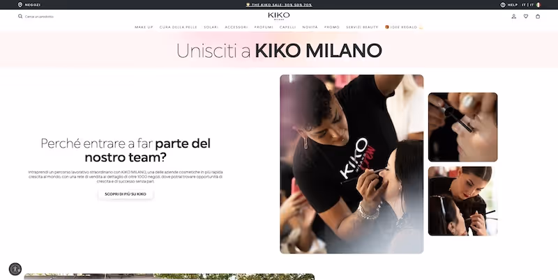 Screenshot of the official career page of KIKO