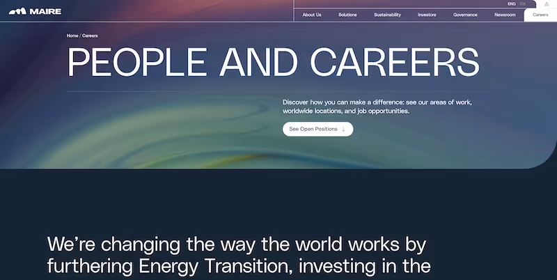 Screenshot of the official career page of Maire