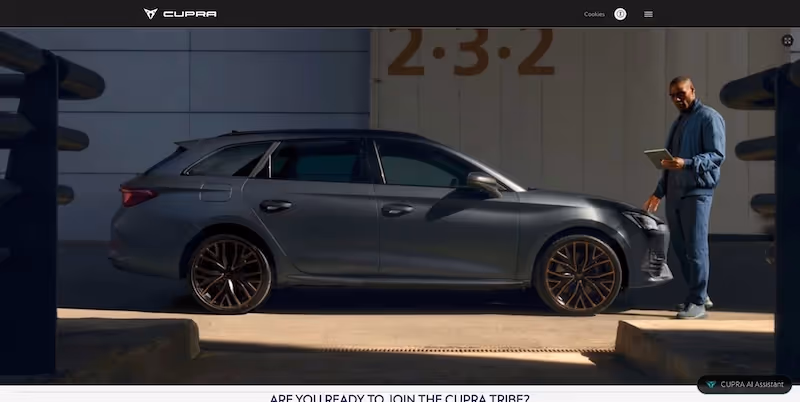 Screenshot of the official career page of CUPRA