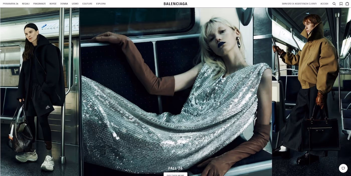 Screenshot of the official career page of Balenciaga