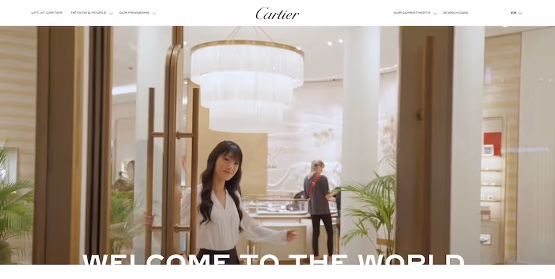 Screenshot of the official career page of Cartier