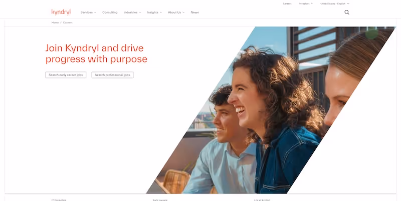 Screenshot of the official career page of Kyndryl