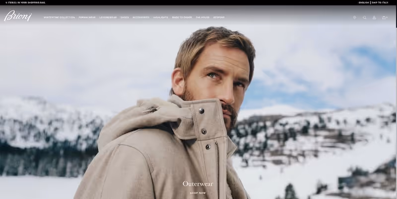 Screenshot of the official career page of Brioni