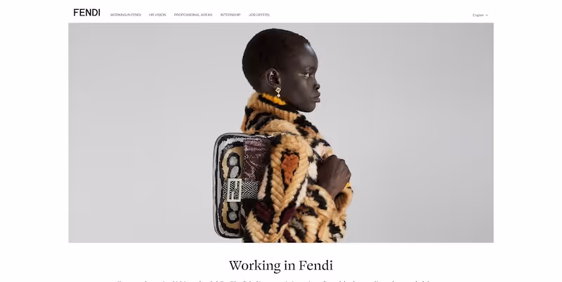 Screenshot of the official career page of Fendi