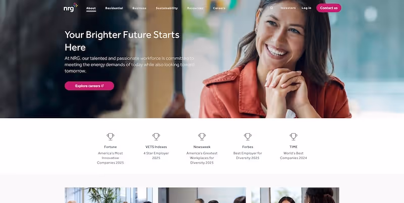 Screenshot of the official career page of NRG Energy