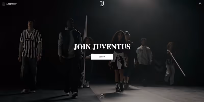 Screenshot of the official career page of Juventus